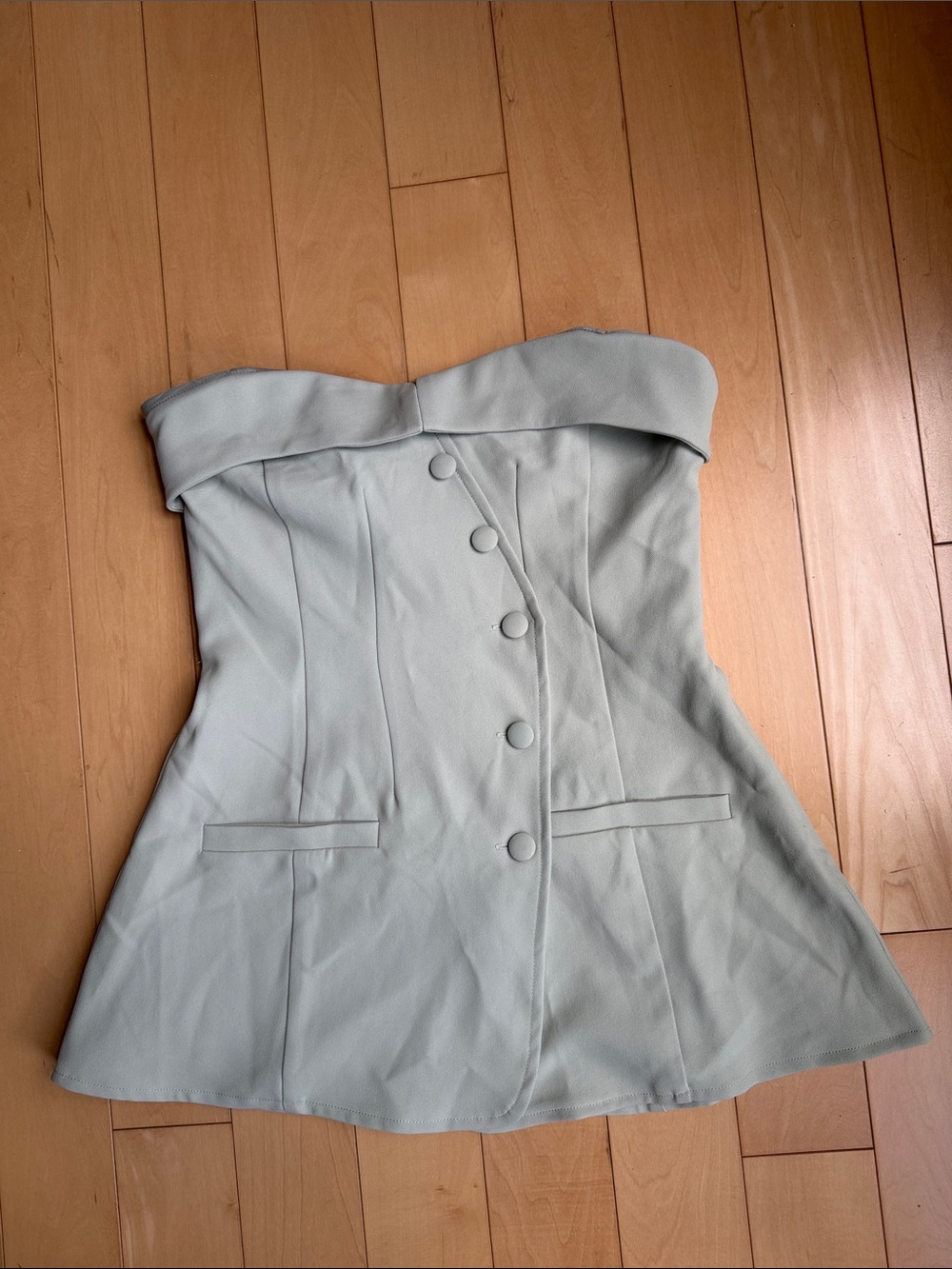 Sabo Skirt Strapless Fold-Over Sage Green Dress